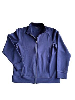 UNTUCKit Mens Navy Full Zip Jacket Medium Polyester Blend Regular Fit Khori Styl